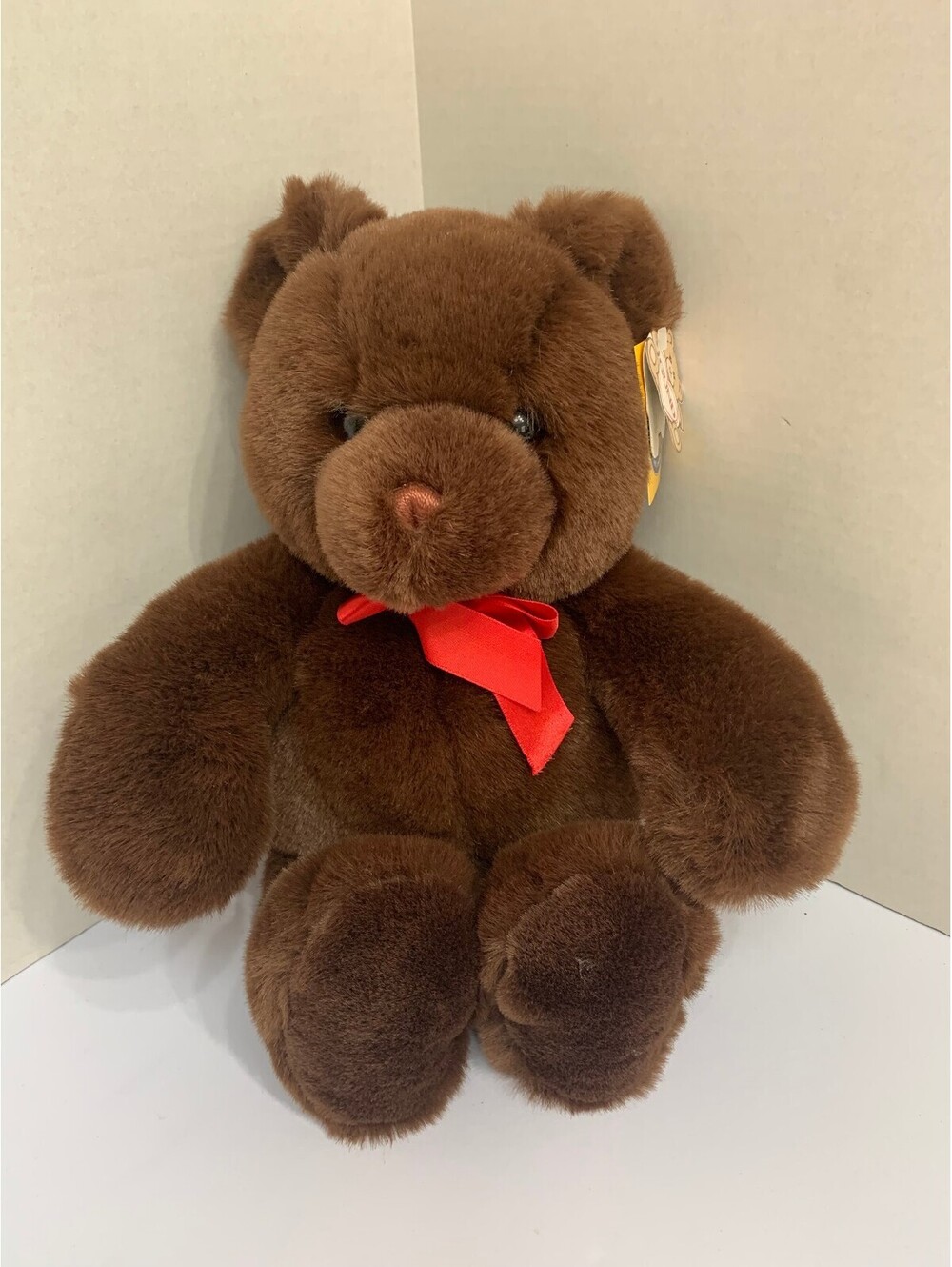 GUND Marshmallow Teddy Bear 4258 Brown Plush Red Bow Original Tags Vintage